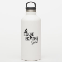 Sticker kunstschaatsen meisje custom-cut zwart