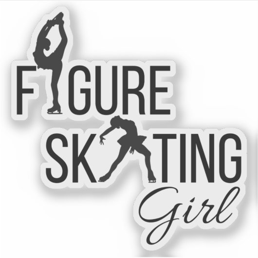 Sticker kunstschaatsen meisje custom-cut zwart (Voorkant)