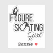 Sticker kunstschaatsen meisje custom-cut zwart (Vel)
