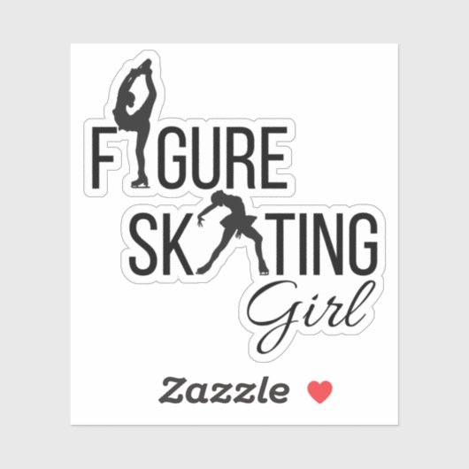 Sticker kunstschaatsen meisje custom-cut zwart (Vel)