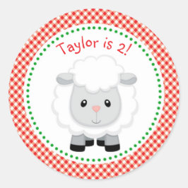 Sticker/label (boerderijdieren in het rood) ronde sticker