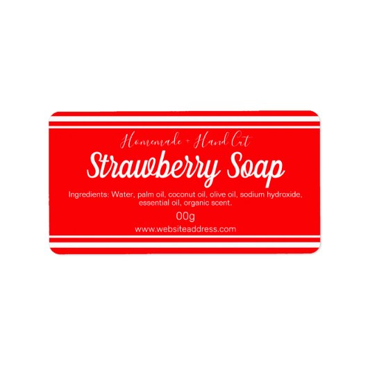Sticker Label Handgemaakte Strawberry Soap (Voorkant)