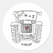 Sticker label Landbruiloft tractor (Voorkant)