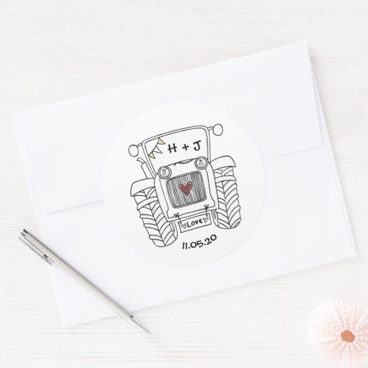 Sticker label Landbruiloft tractor (Envelop)
