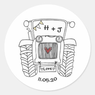 Sticker label Landbruiloft tractor