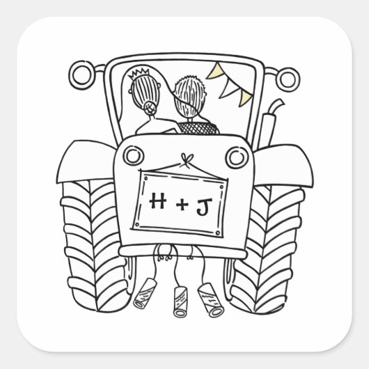 Sticker label Landbruiloft tractor (Voorkant)