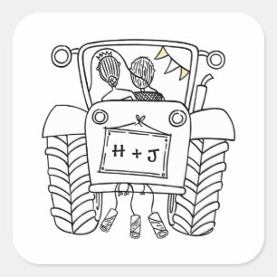 Sticker label Landbruiloft tractor
