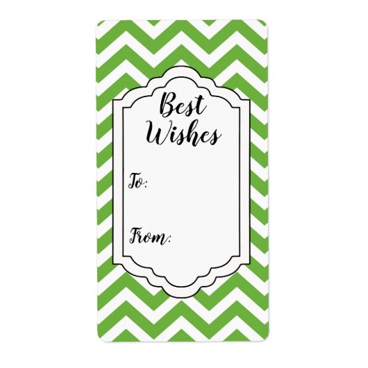 Sticker Label van het lentegroen en witte Chevron  (Voorkant)