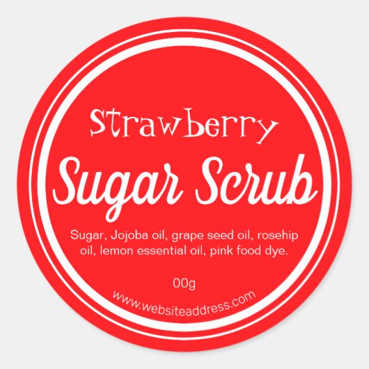 Sticker label voor handgemaakte aardbeiensuiker sc (Voorkant)