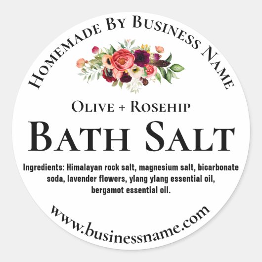 sticker label voor homemade bath Salt (Voorkant)