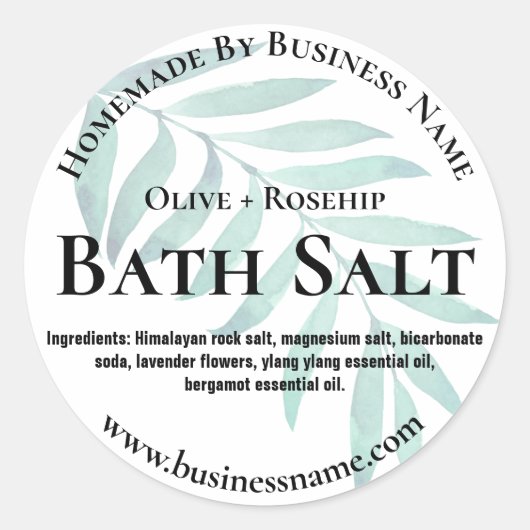 sticker label voor homemade bath Salt (Voorkant)