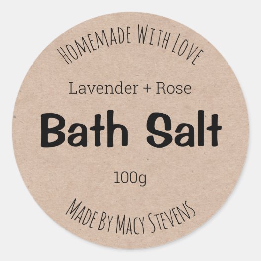 sticker label voor homemade bath Salt (Voorkant)