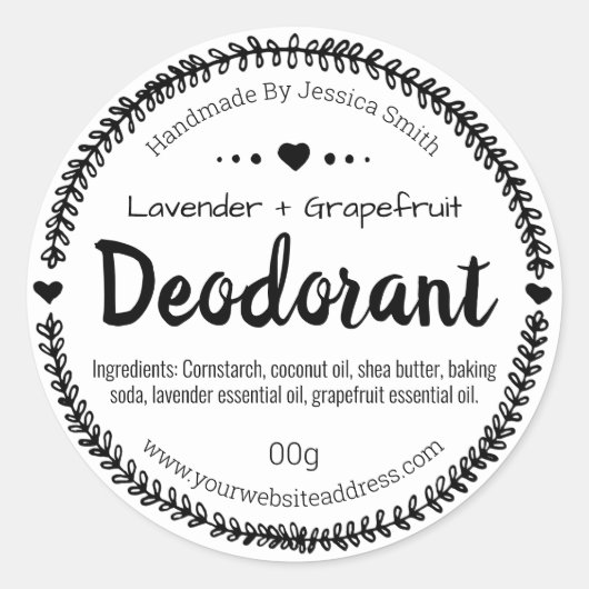 sticker label voor thuisbereide deodorant (Voorkant)