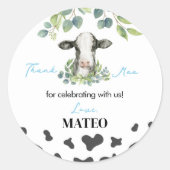 Sticker-labels voor koe op zaterdag ronde sticker (Voorkant)