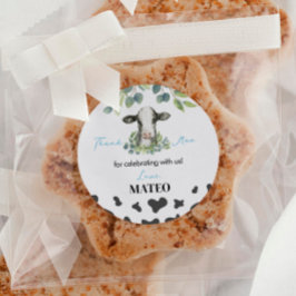 Sticker-labels voor koe op zaterdag ronde sticker