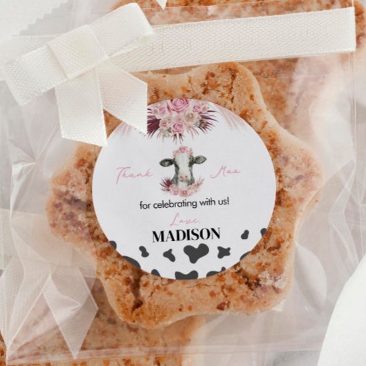 Sticker-labels voor koe op zaterdag ronde sticker