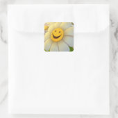 Sticker/Lachende Zonnebloem Vierkante Sticker (Tas)
