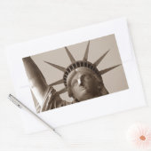 Sticker Lady Liberty Island USA Sepia Standbeeld v (Envelop)