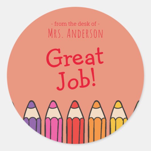 Sticker-lerarennaam aanmoedigen ronde sticker (Voorkant)