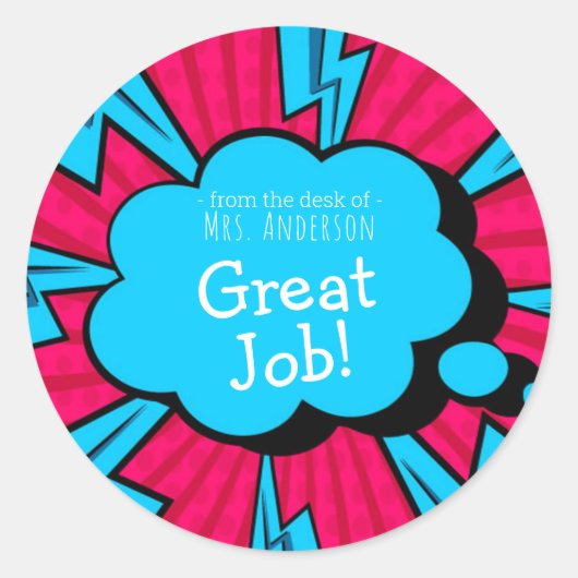Sticker-lerarennaam aanmoedigen ronde sticker (Voorkant)