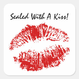 Sticker letter zegel verzegeld met een kiss lips v