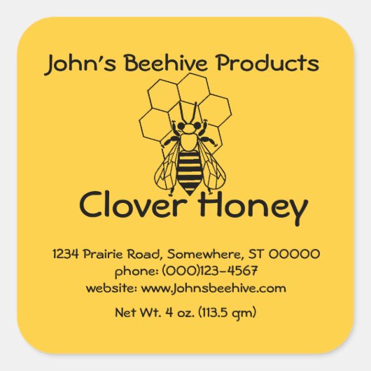 Sticker (lg sq)- Honing Business - Bijen op kam (Voorkant)