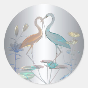 Sticker Liefdesvogels Zilver