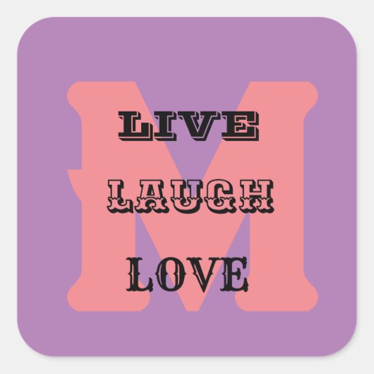 STICKER LIVE LACHEN LIEFDE MONOGRAM PAARSE MODERN (Voorkant)