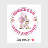 Sticker 'Lopend op Koffie en Chaos' (Vel)