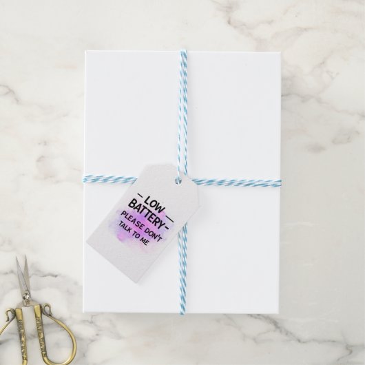 Sticker Low Battery Please Don't Talk To Me - grap Cadeaulabel (Met Touw)