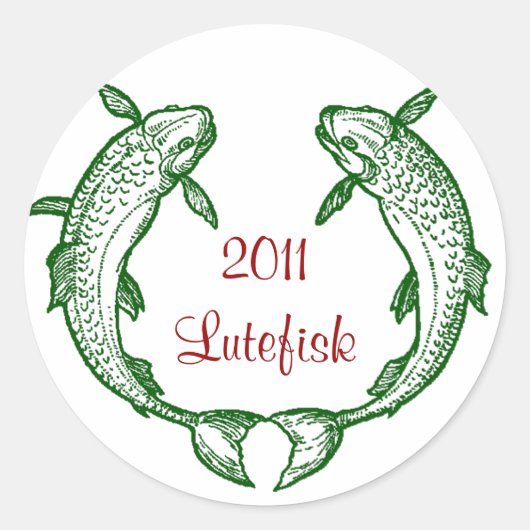 Sticker Lutefisk Fish Home Inblikken Potten Cirkel (Voorkant)