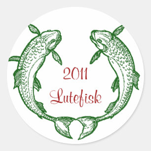 Sticker Lutefisk Fish Home Inblikken Potten Cirkel