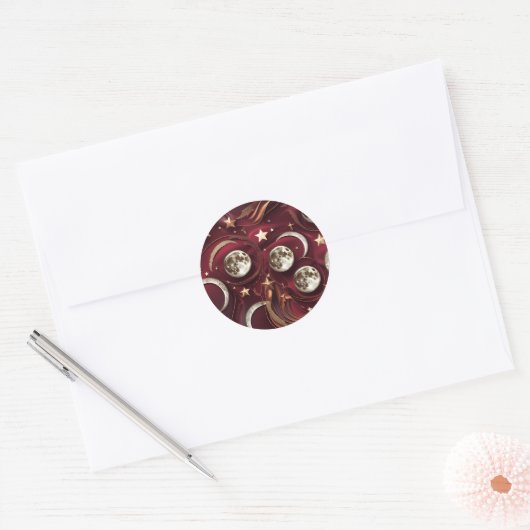 Sticker – Luxe Garnet Rode Celestial Moon (Envelop)