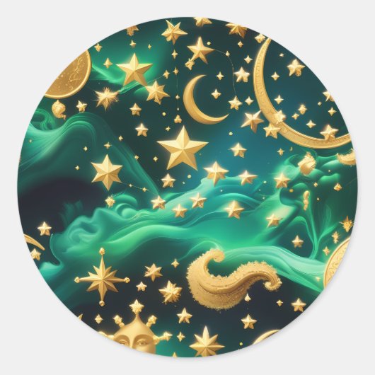 Sticker - Luxury Emerald Celestial Moon Design (Voorkant)