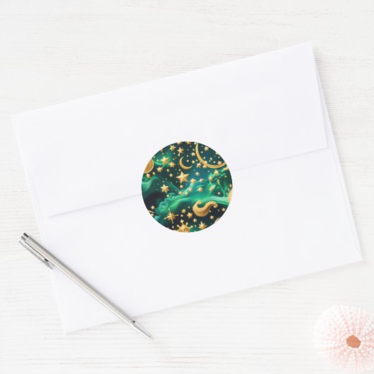 Sticker - Luxury Emerald Celestial Moon Design (Envelop)