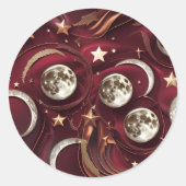 Sticker – Luxury Garnet Red Celestial Moon (Voorkant)
