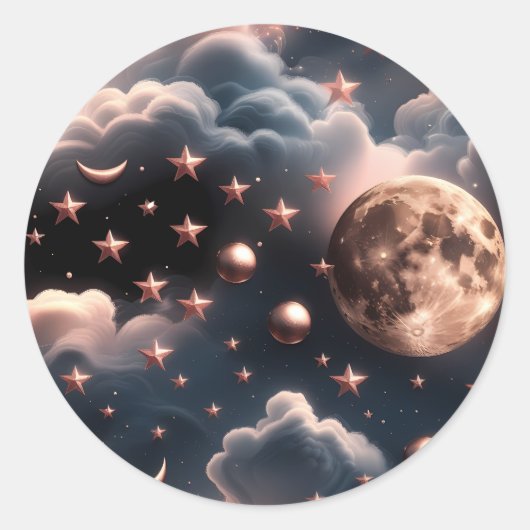 Sticker – Luxury Rose Gold Celestial Moon (Voorkant)