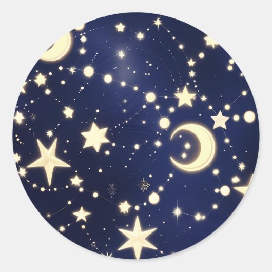 Sticker – Luxury Velvet Navy Celestial Moon (Voorkant)