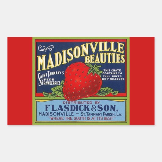 Sticker  Madisonville LA Strawberry Advertentie (Voorkant)