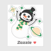 Sticker - Man voor kerstruimte sneeuw (groen) (Vel)