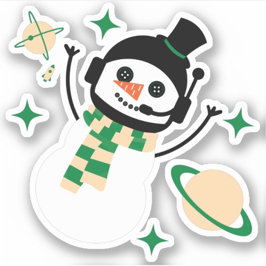 Sticker - Man voor kerstruimte sneeuw (groen) (Voorkant)