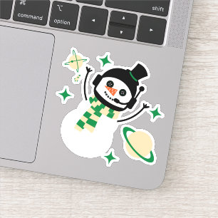 Sticker - Man voor kerstruimte sneeuw (groen)