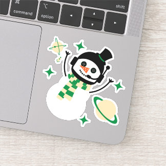 Sticker - Man voor kerstruimte sneeuw (groen)