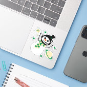 Sticker - Man voor kerstruimte sneeuw (groen) (Laptop met iPhone)