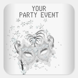 Sticker MASK Wit Zilver Feest