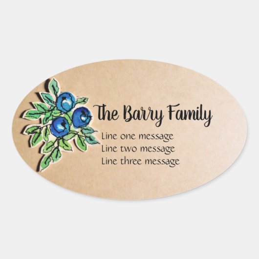 Sticker Med Custom  Blueberry Label (Voorkant)