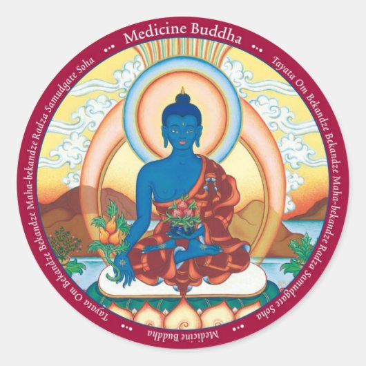 STICKER Medicine Buddha - met mantra (Voorkant)