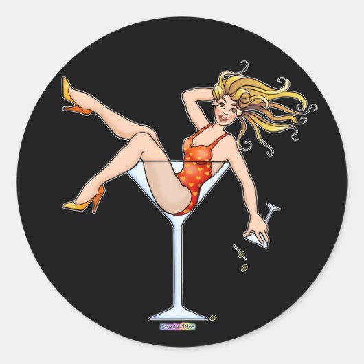 Sticker - Meisje in een Martini Glass, Olivia (Voorkant)