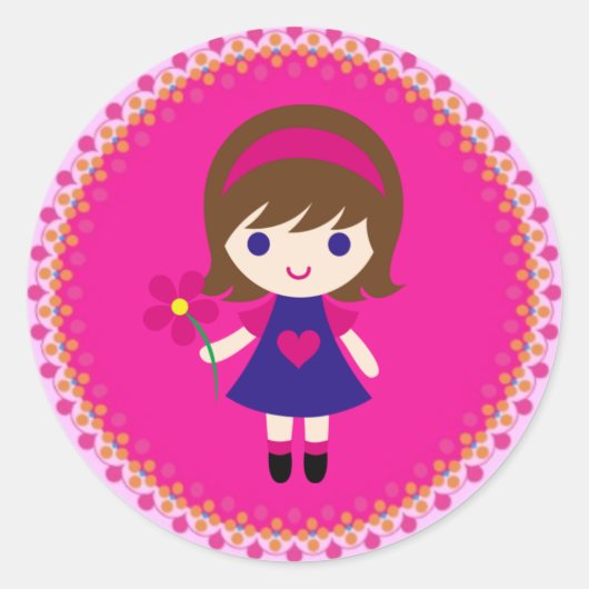 Sticker/meisje Ronde Sticker (Voorkant)