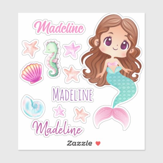 Sticker Mermaid Name van Fun Kind instellen (Vel)